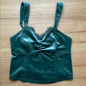 Abercrombie&Fitch crop top velvet green Lace halter